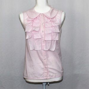 Fendi Light Pink Ruffle Style Button Down Top